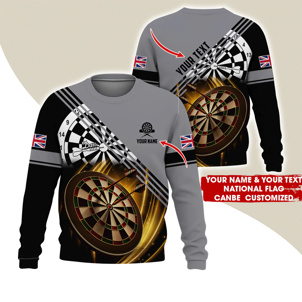 Customized Darts Sweatshirt, Personalized National Flag & Darts Pattern Sweatshirt For Men & Women, Perfect Gift For Darts Lovers, Friend, Family - Image 2