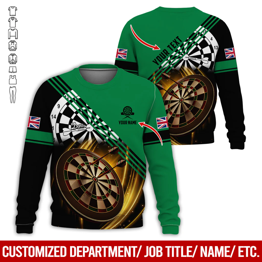Customized Darts Sweatshirt, Personalized National Flag & Darts Pattern Sweatshirt For Men & Women, Perfect Gift For Darts Lovers, Friend, Family - Image 3