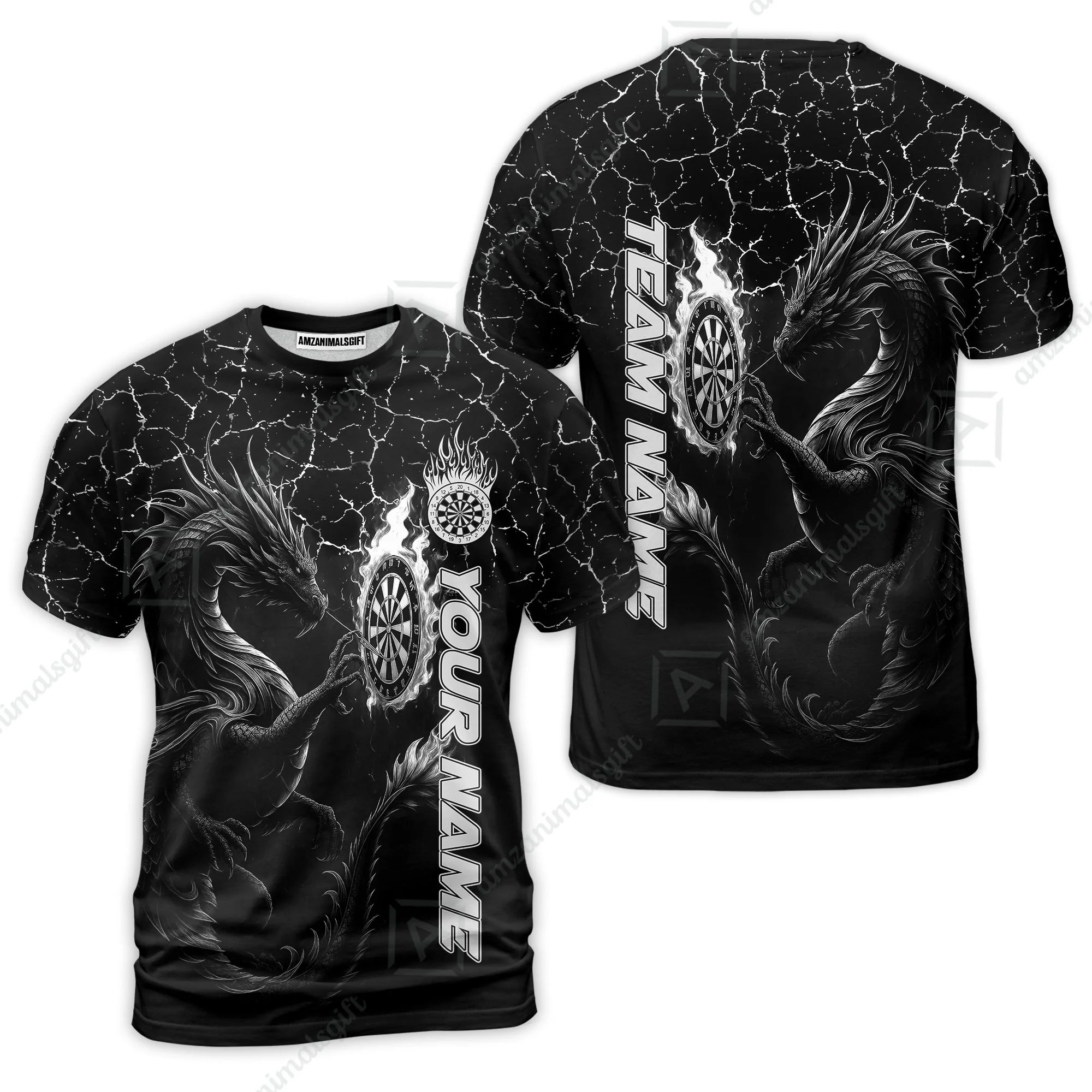 Customized Darts T-Shirt, Big Dragon Dartboard Flame Darts Team Style T-Shirt for Players, Jersey for Darts Players - Image 5