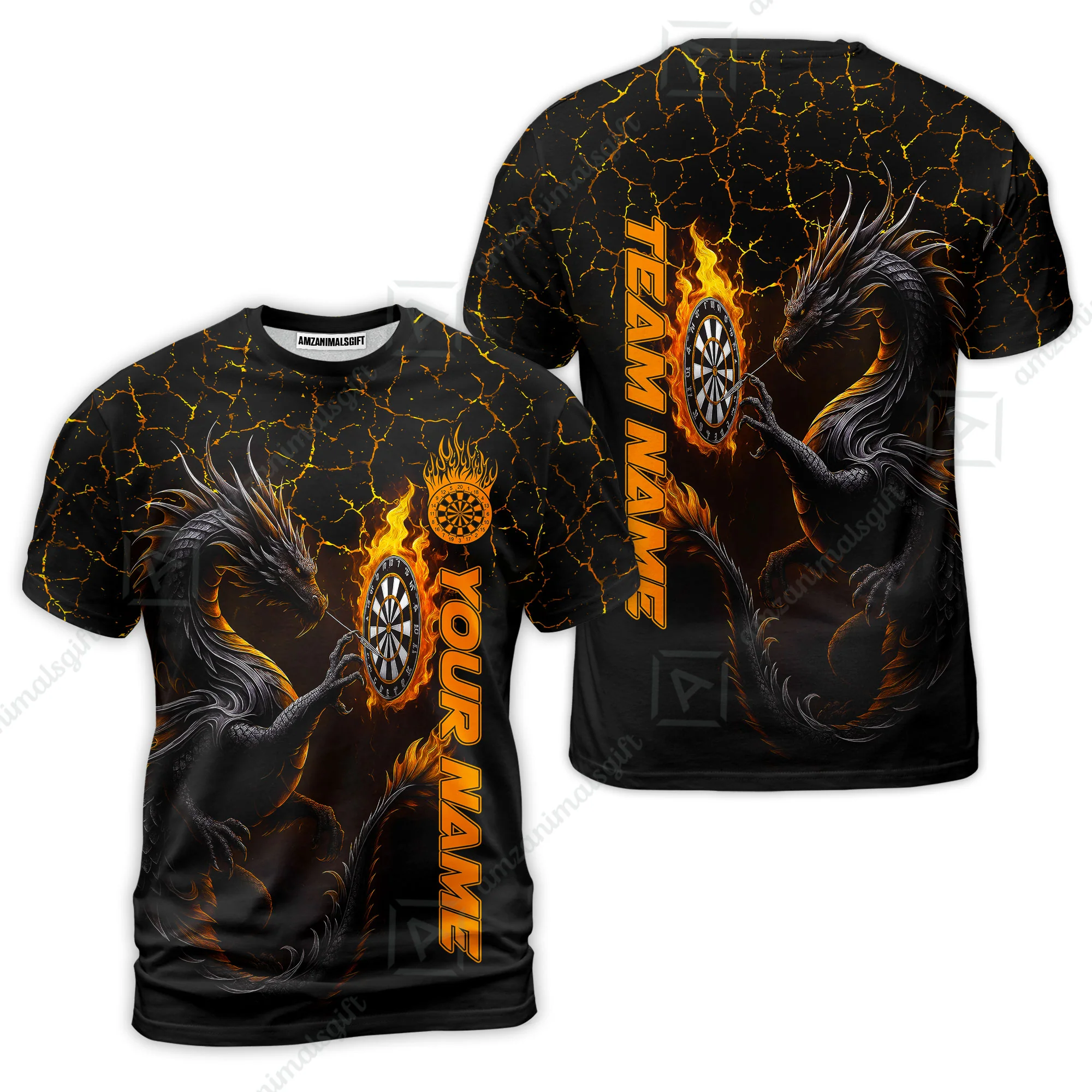 Customized Darts T-Shirt, Big Dragon Dartboard Flame Darts Team Style T-Shirt for Players, Jersey for Darts Players - Image 6
