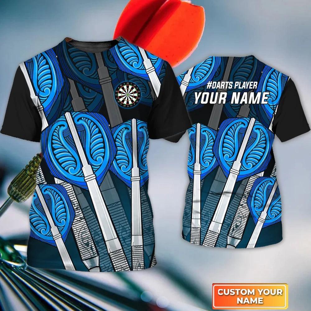 Customized Darts T Shirt, Blue Darts Gift Shirt, Personalized Name T Shirt For Men - Perfect Gift For Darts Lovers, Darts Players