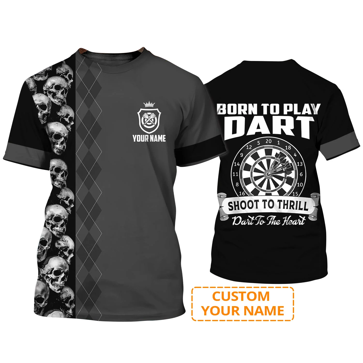 Customized Darts T Shirt, Born To Play Darts, Personalized Name T Shirt For Men - Perfect Gift For Darts Lovers, Darts Players - Image 2