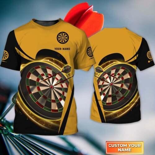 Customized Darts T Shirt, Dartboards Black Yellow Shirt, Personalized Name T Shirt For Men - Perfect Gift For Darts Lovers, Darts Players
