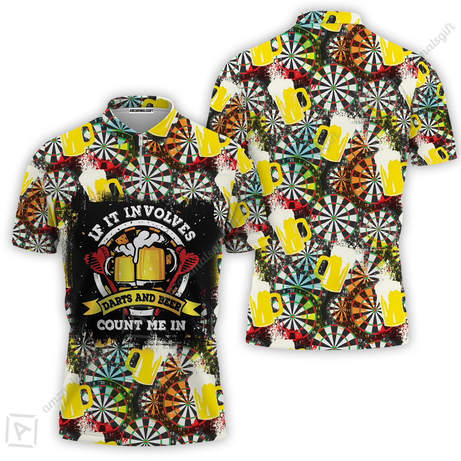 Customized Darts T-Shirt, Darts And Beer I'm Here, Personalized Name Darts T-Shirt - Image 7