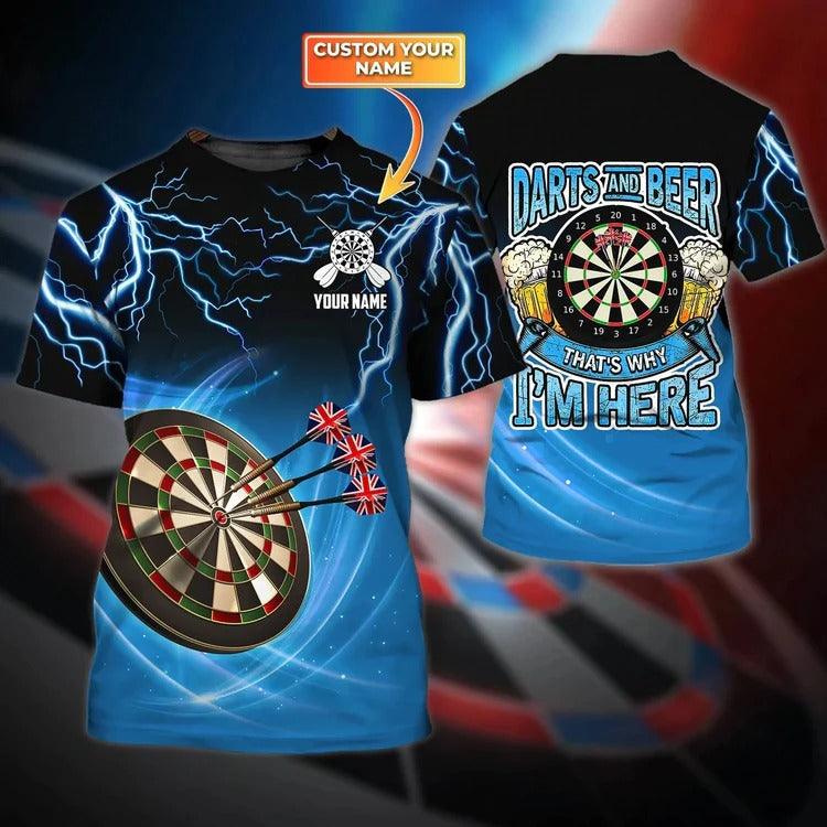 Customized Darts T Shirt, Darts And Beer, Personalized Name T Shirt For Men - Perfect Gift For Darts Lovers, Darts Players - Image 3