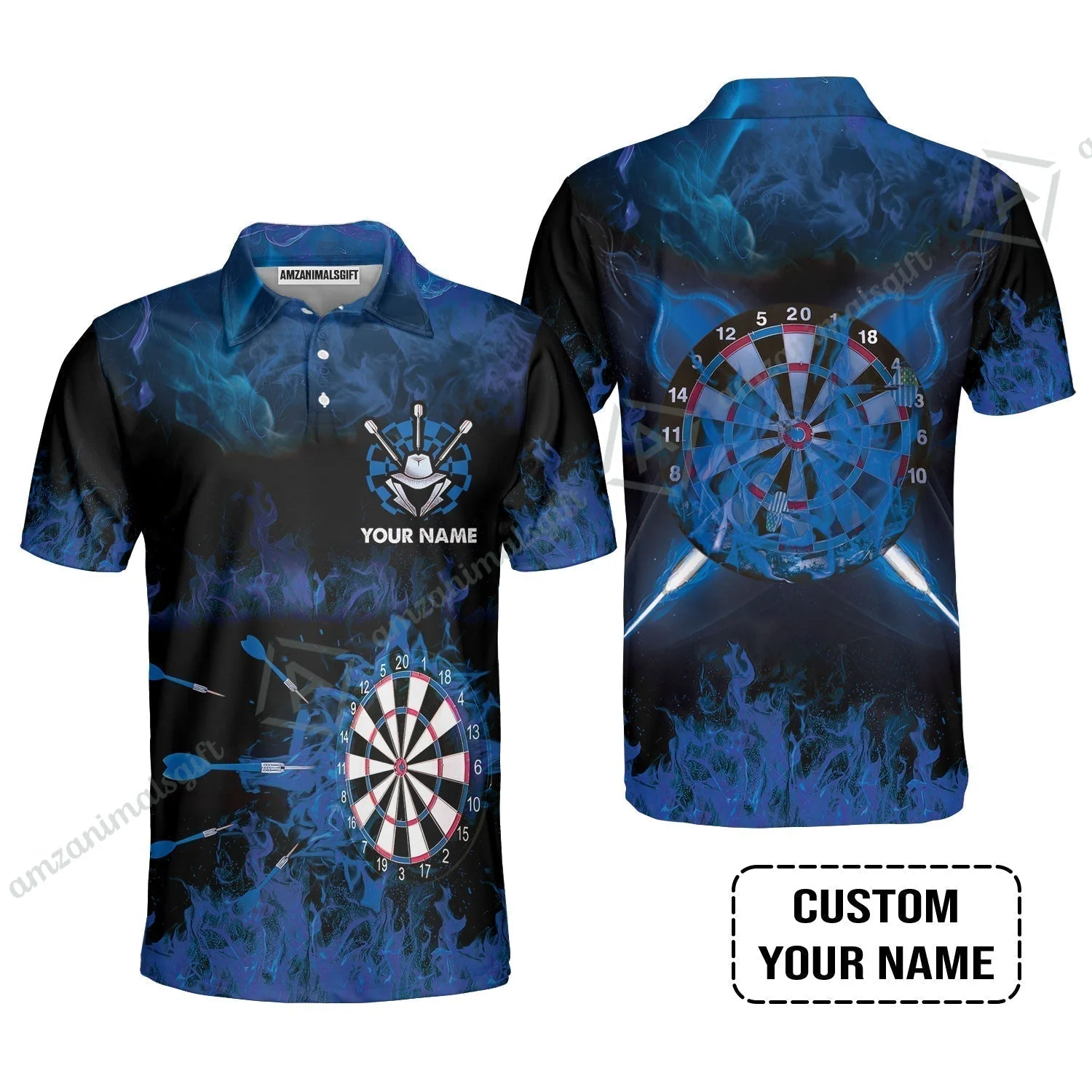 Customized Darts T-Shirt, Darts Blue Polo Shirt, Personalized Name T-Shirt - Perfect Gift For Darts Lovers, Darts Players - Image 7
