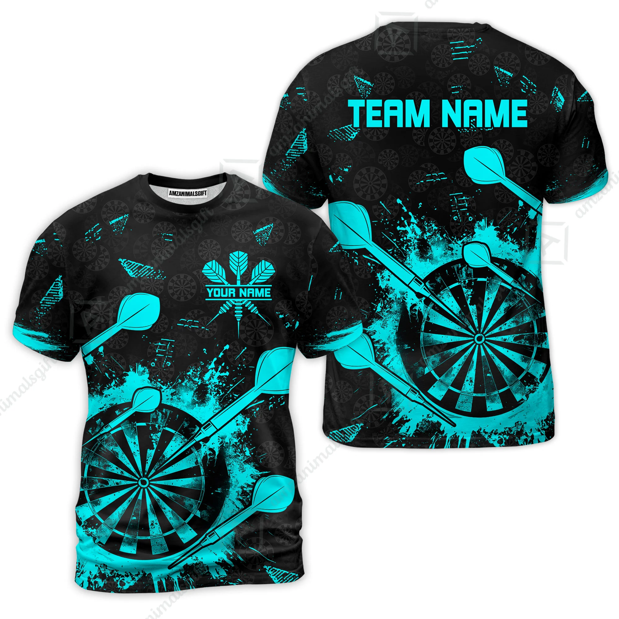 Customized Darts T-Shirt, Darts Grunge Dartboard T-Shirt Team Style Jersey for Darts Players - Image 2