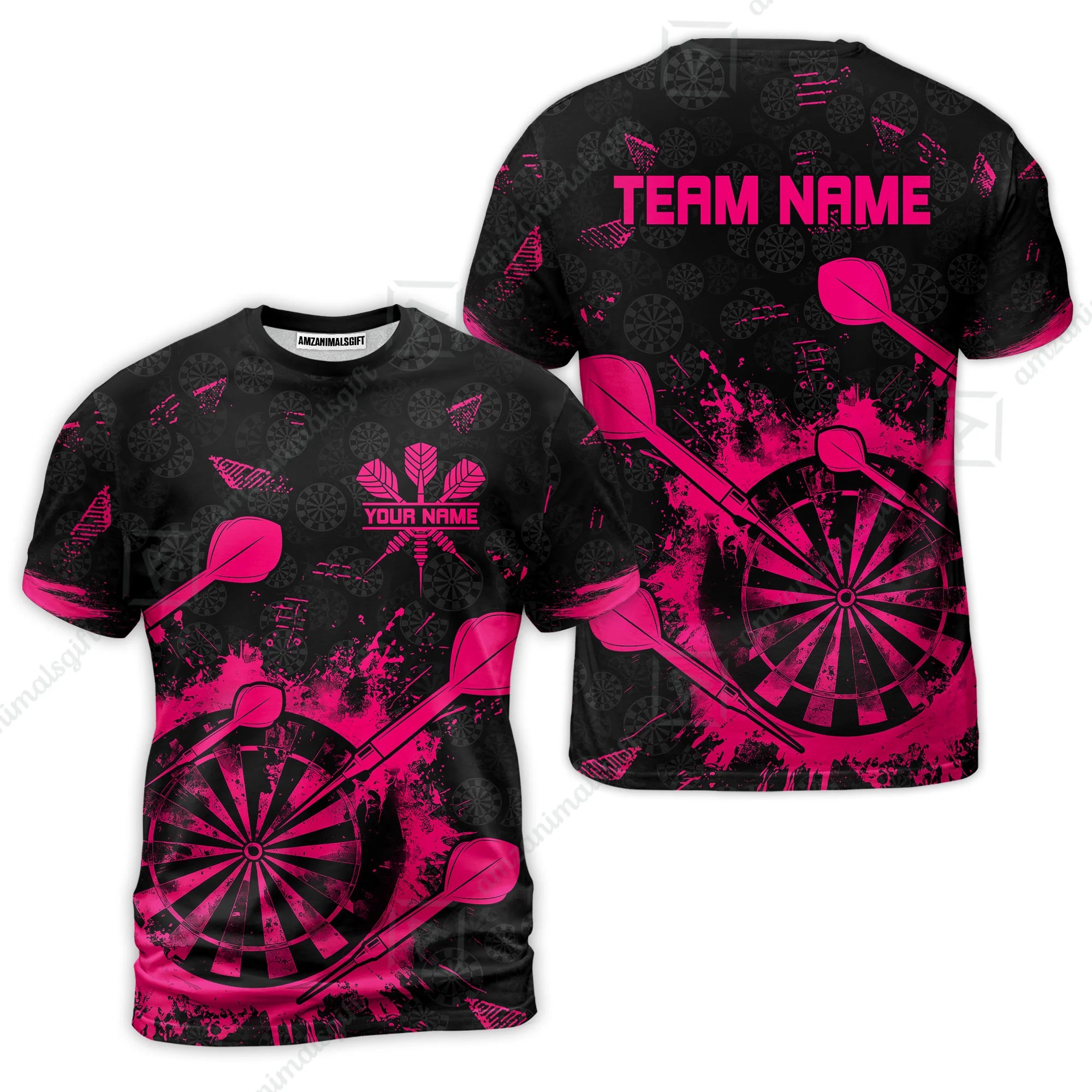 Customized Darts T-Shirt, Darts Grunge Dartboard T-Shirt Team Style Jersey for Darts Players - Image 4