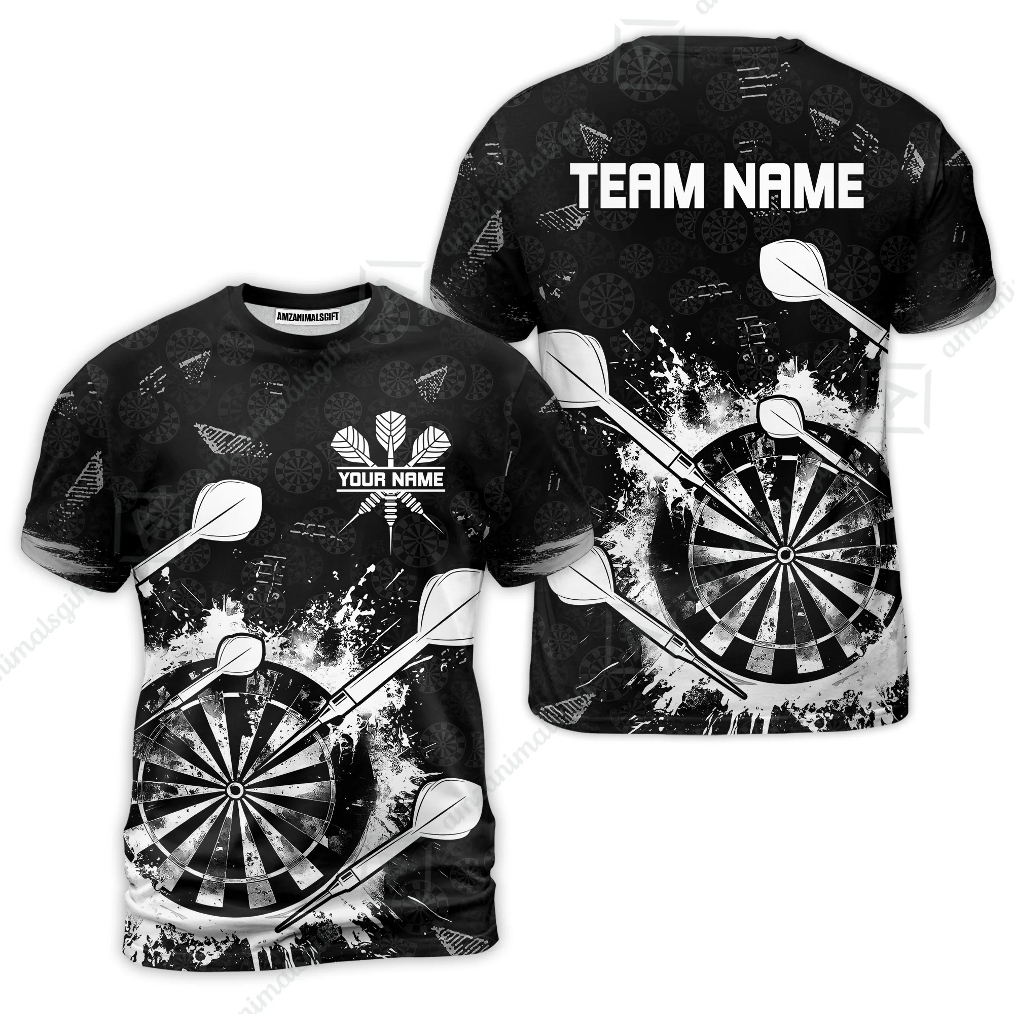 Customized Darts T-Shirt, Darts Grunge Dartboard T-Shirt Team Style Jersey for Darts Players - Image 5