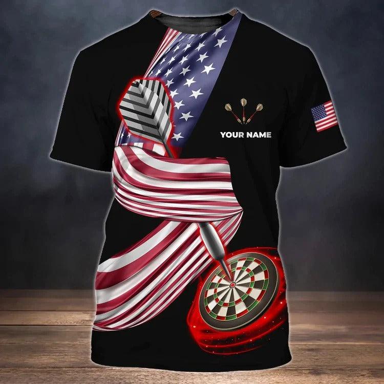 Customized Darts T Shirt, Drink Beer American Flag, Personalized Name T Shirt For Men - Perfect Gift For Darts Lovers, Darts Players - Image 2