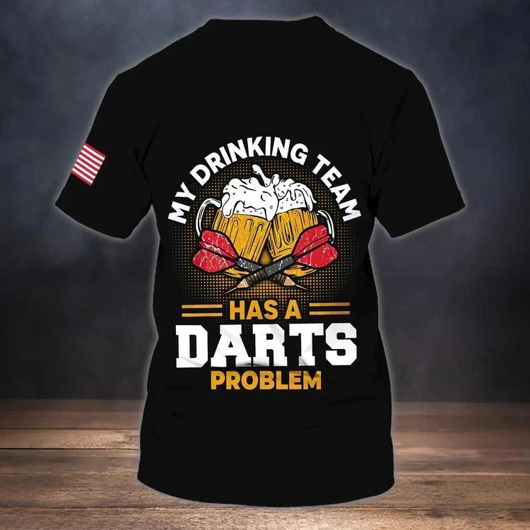 Customized Darts T Shirt, Drink Beer American Flag, Personalized Name T Shirt For Men - Perfect Gift For Darts Lovers, Darts Players - Image 3