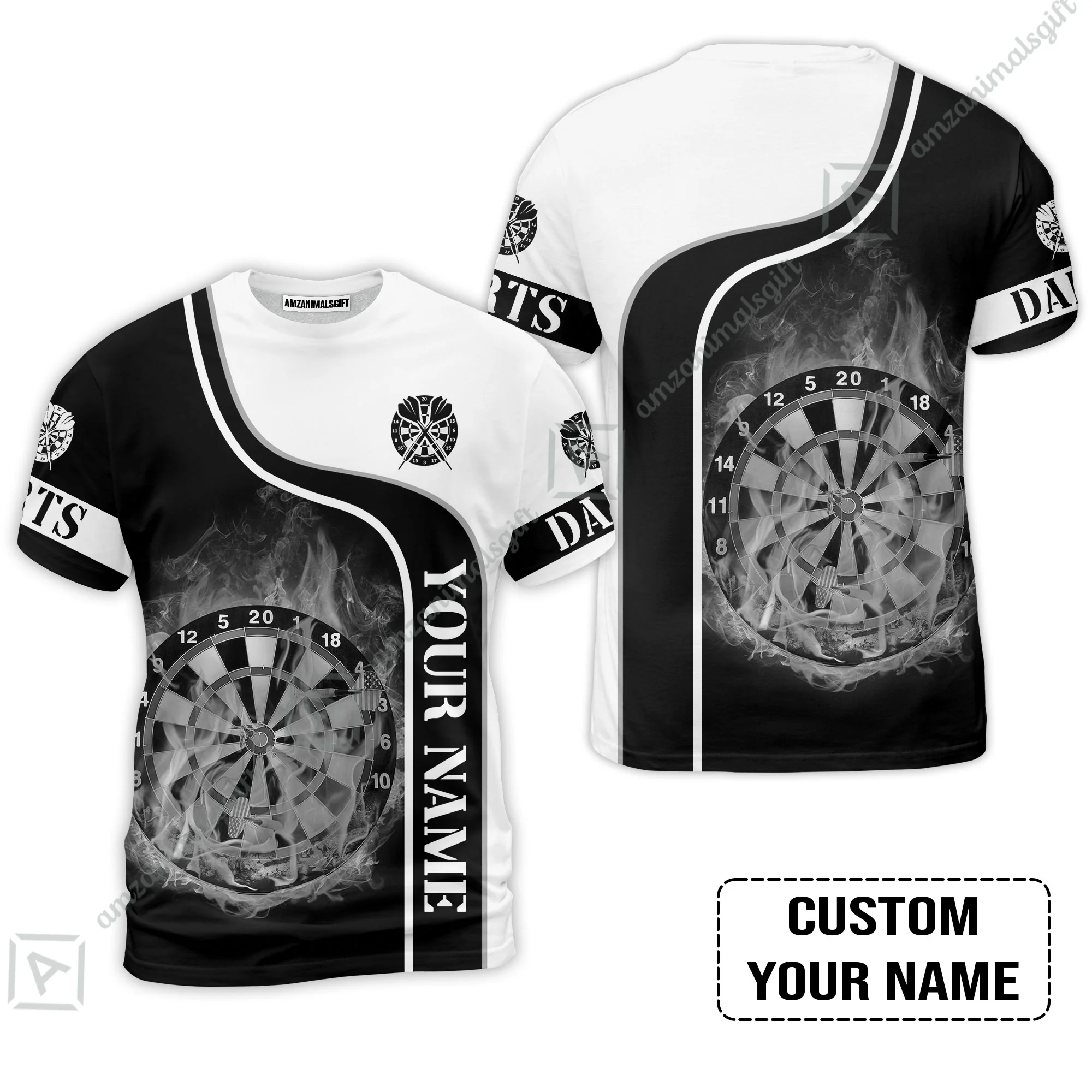 Customized Darts Hawaiian Shirt, Personalized Black White Darts Hawaiian Shirt - Image 9