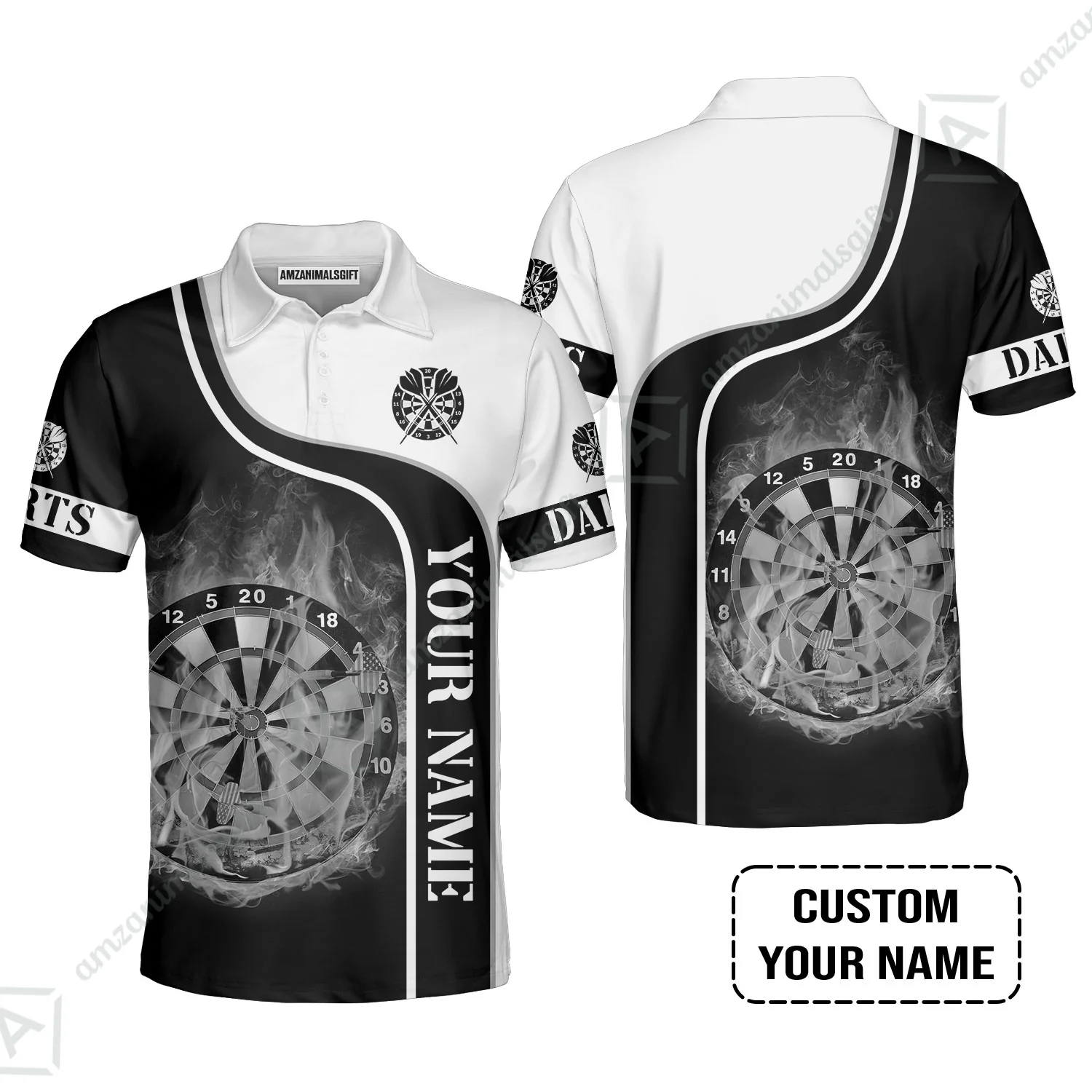 Customized Darts Hawaiian Shirt, Personalized Black White Darts Hawaiian Shirt - Image 8