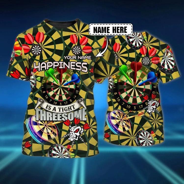 Customized Darts T Shirt, Skull Darts, Happiness Is A Tight, Personalized Name T Shirt For Men - Perfect Gift For Darts Lovers, Darts Players