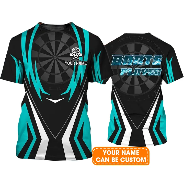 Customized Darts T Shirt, Turquoise Darts, Personalized Name T Shirt For Men - Perfect Gift For Darts Lovers, Darts Players - Image 2