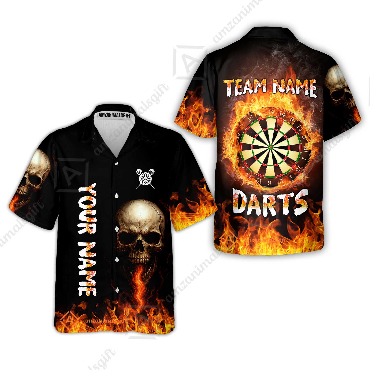 Customized Darts Team Polo Jersey, Darts Fire Skull Multi-Flame Dartboard Custom Uniform Team Shirt for Darts Players - Image 6