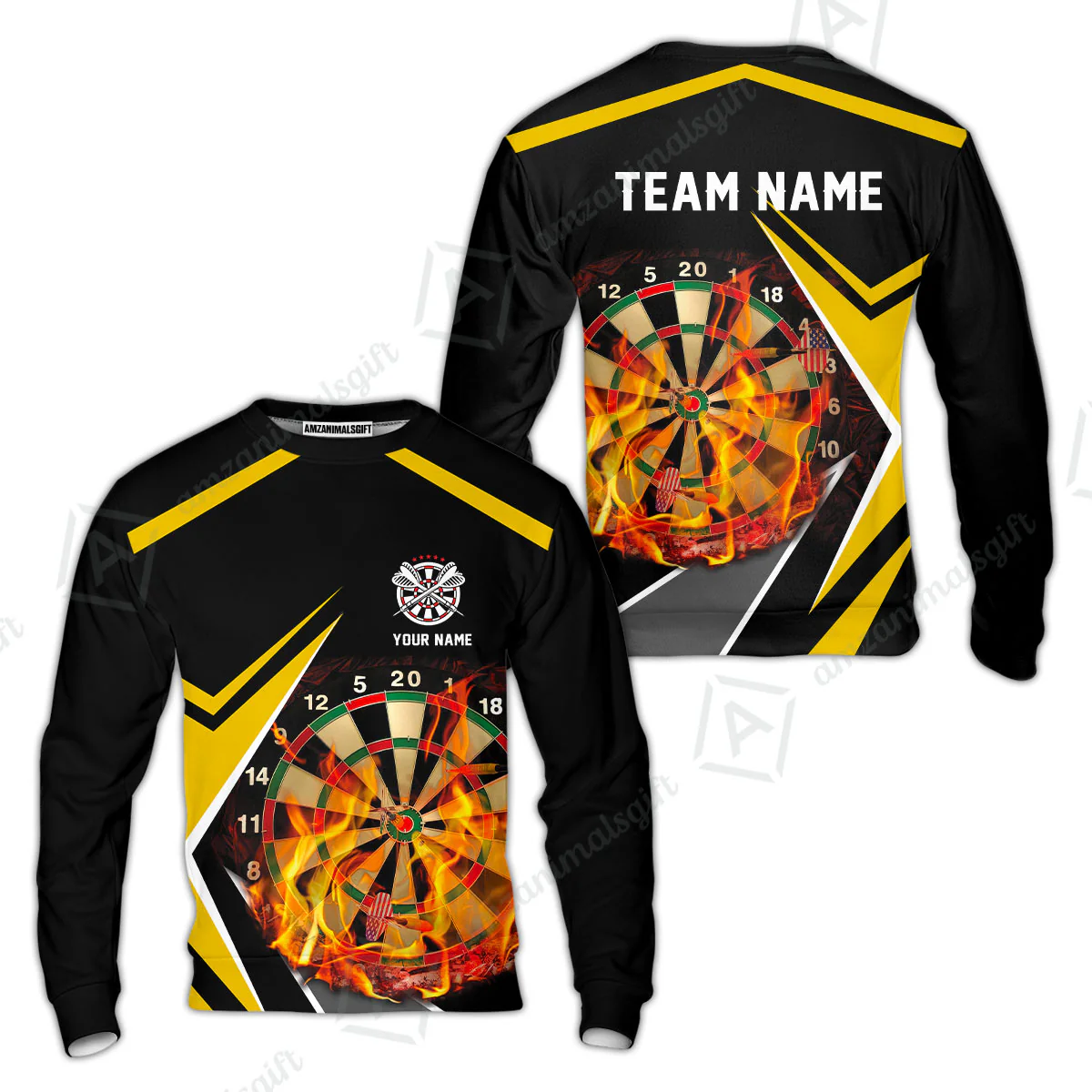 Customized Darts Team Sweatshirt, Dartboard In Flame Polo Shirt Personalized Name And Team Name For Darts League - Image 2