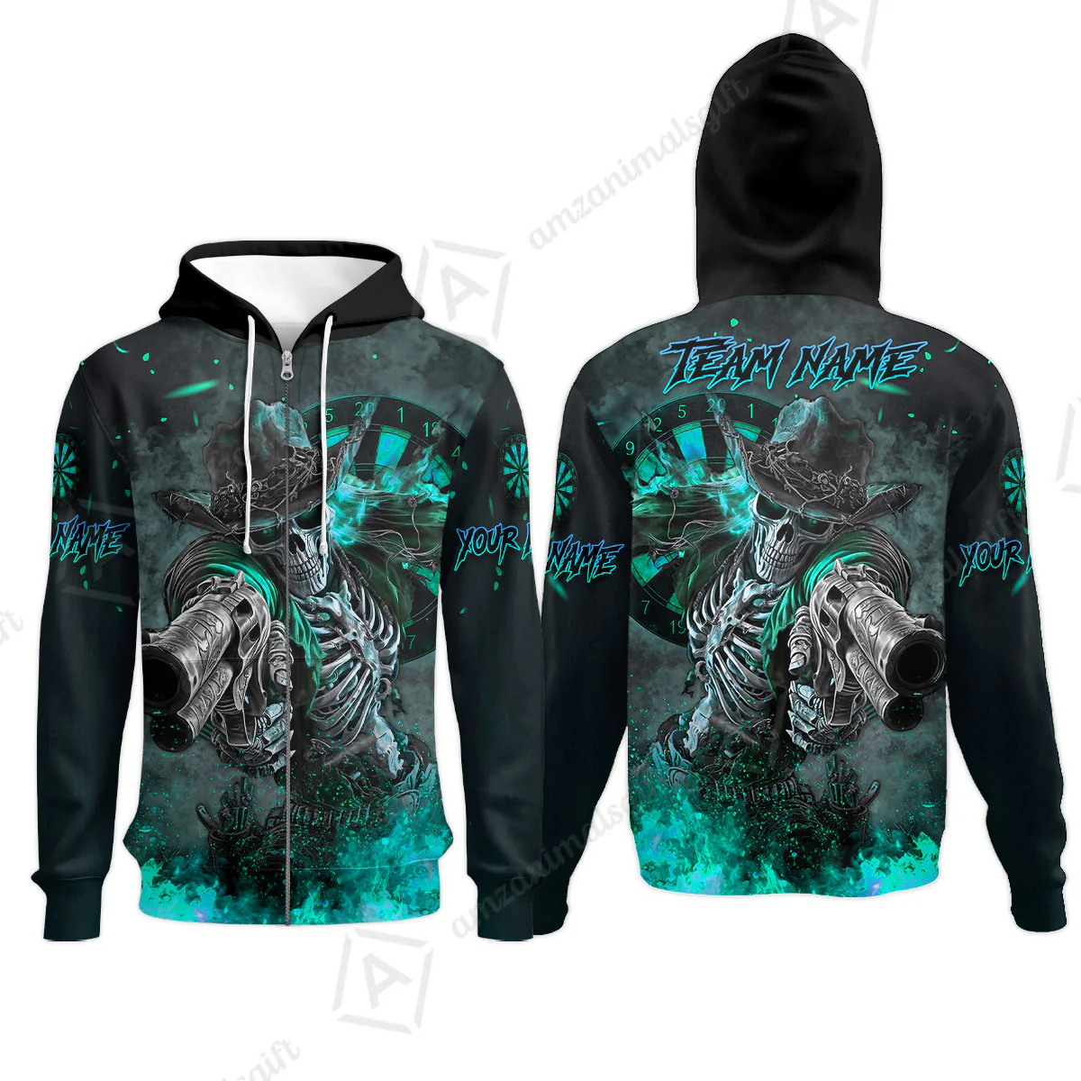 Customized Darts Team Uniform Shirt Darts Cowboy Skeleton Gunslinger Multicolor, Personalized Name Darts Shirt - Image 17