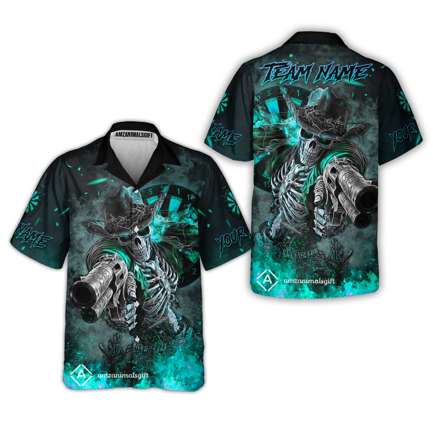 Customized Darts Team Uniform Shirt Darts Cowboy Skeleton Gunslinger Multicolor, Personalized Name Darts Shirt - Image 19