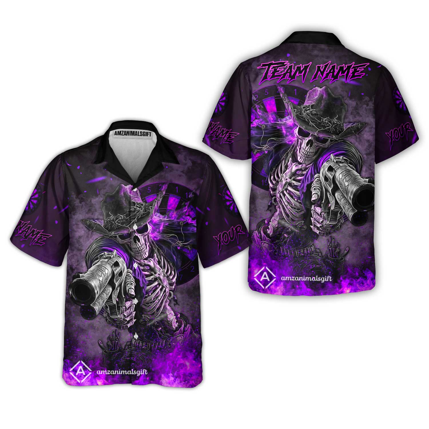 Customized Darts Team Uniform Shirt Darts Cowboy Skeleton Gunslinger Multicolor, Personalized Name Darts Shirt - Image 28