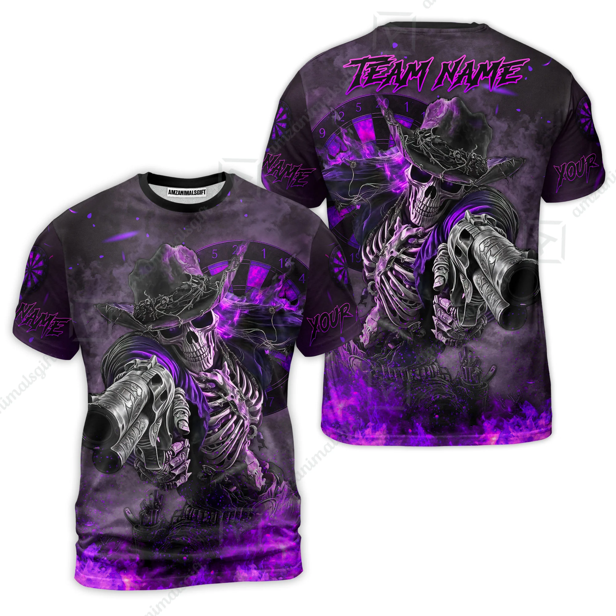 Customized Darts Team Uniform Shirt Darts Cowboy Skeleton Gunslinger Multicolor, Personalized Name Darts Shirt - Image 34