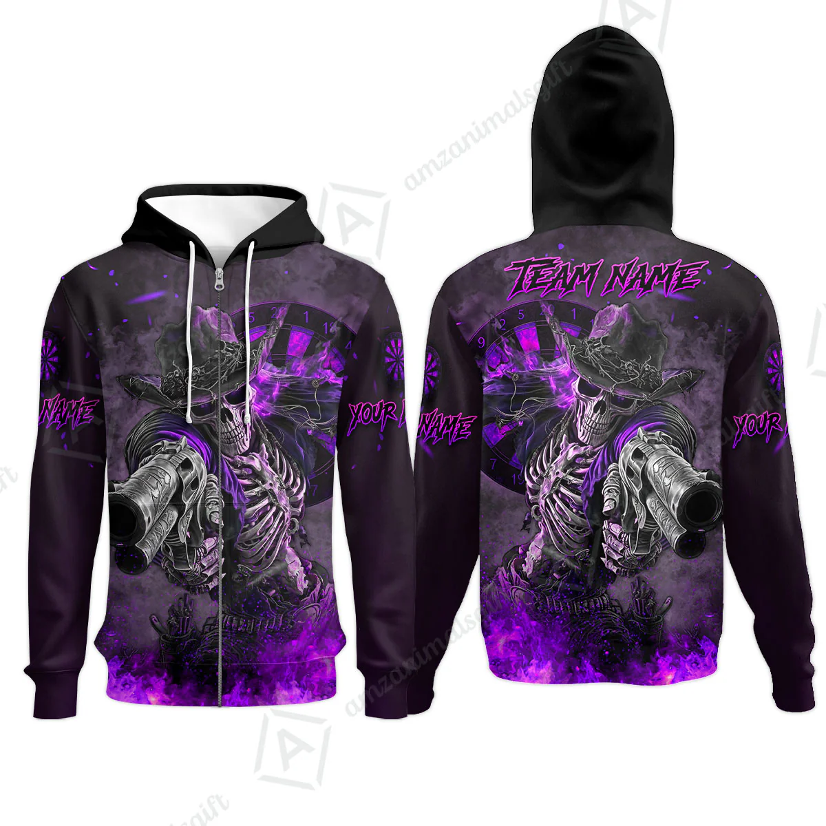 Customized Darts Team Uniform Shirt Darts Cowboy Skeleton Gunslinger Multicolor, Personalized Name Darts Shirt - Image 37