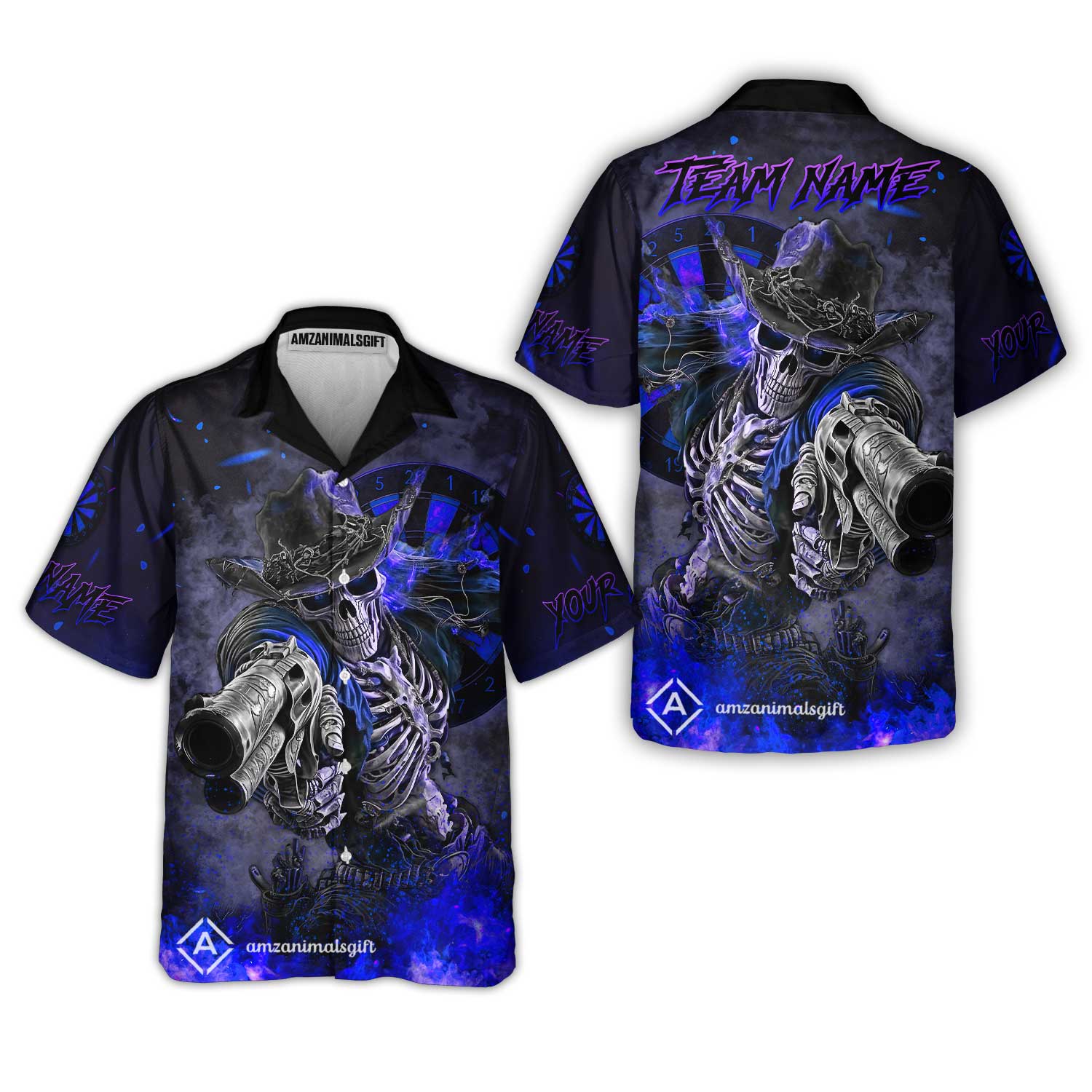 Customized Darts Team Uniform Shirt Darts Cowboy Skeleton Gunslinger Multicolor, Personalized Name Darts Shirt - Image 41