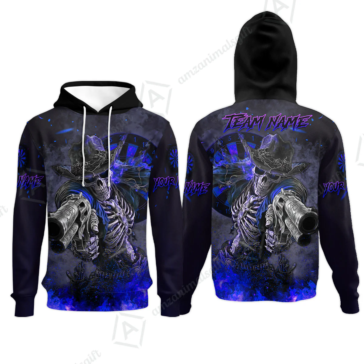 Customized Darts Team Uniform Shirt Darts Cowboy Skeleton Gunslinger Multicolor, Personalized Name Darts Shirt - Image 42