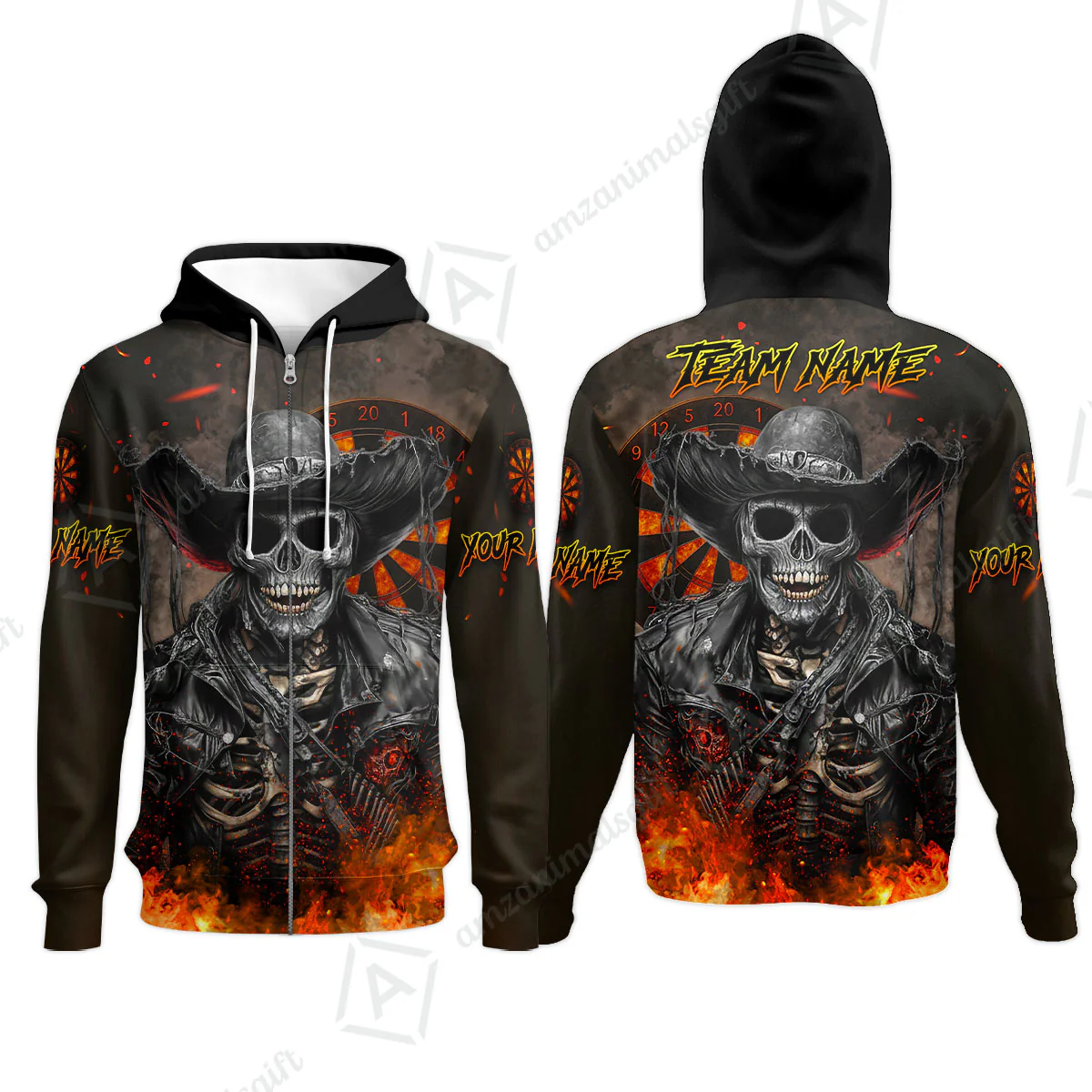 Customized Darts Team Uniform Shirt Darts Cowboy Skeleton Multicolor, Personalized Name And Team Name Darts Shirt - Image 3