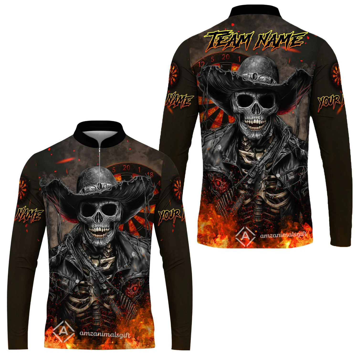 Customized Darts Team Uniform Shirt Darts Cowboy Skeleton Multicolor, Personalized Name And Team Name Darts Shirt - Image 7