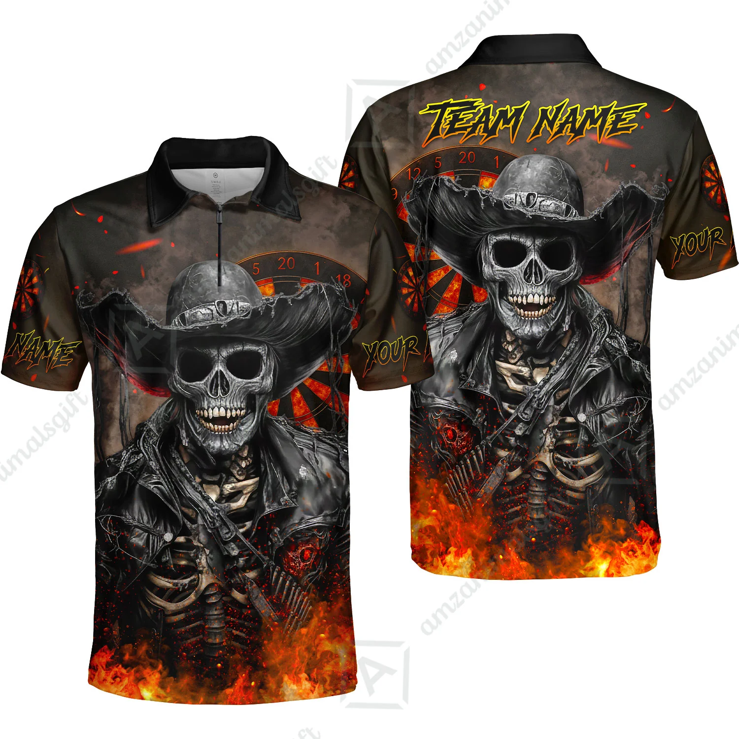 Customized Darts Team Uniform Shirt Darts Cowboy Skeleton Multicolor, Personalized Name And Team Name Darts Shirt - Image 9