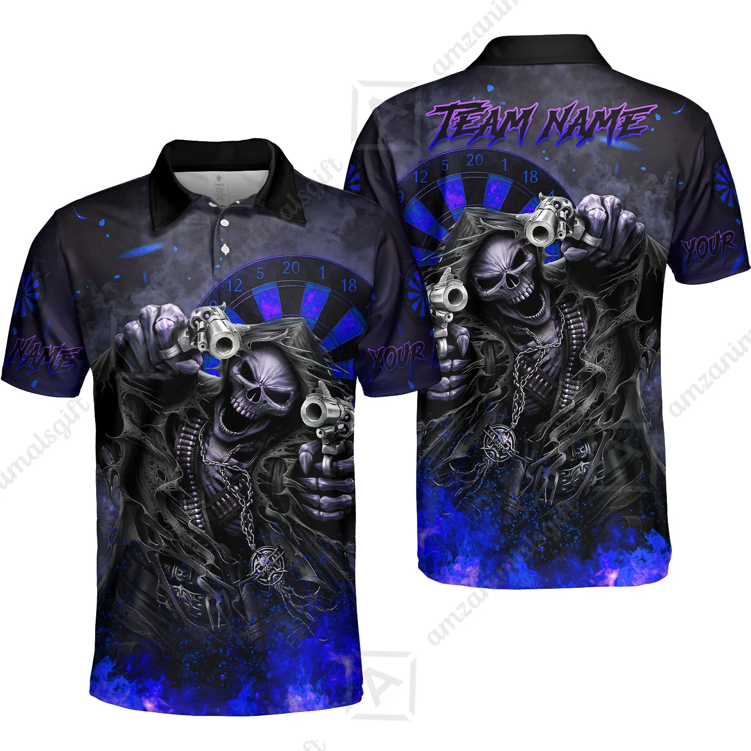 Customized Darts Team Uniform Shirt Darts Skull Reaper Gunslinger Multicolor, Personalized Name And Team Name Darts Shirt - Image 21