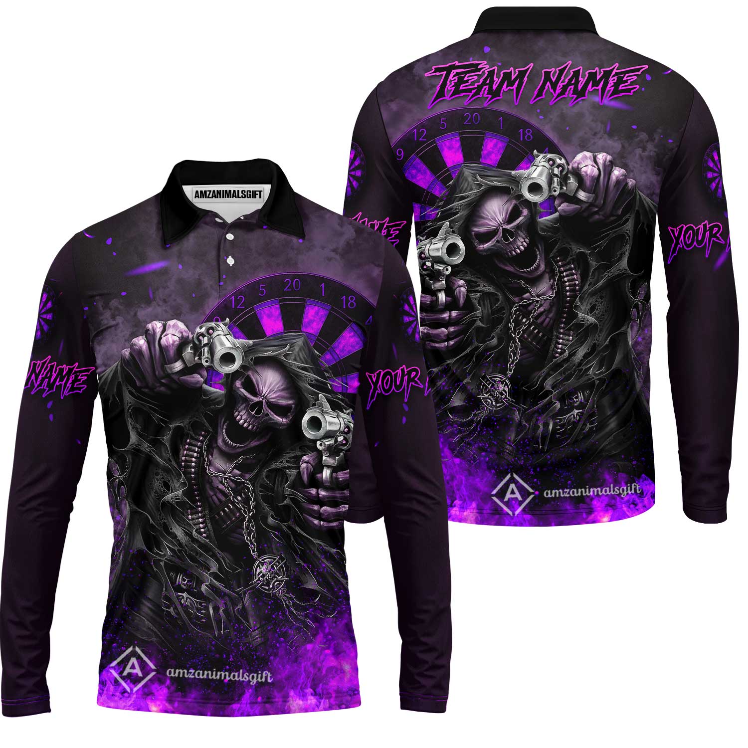 Customized Darts Team Uniform Shirt Darts Skull Reaper Gunslinger Multicolor, Personalized Name And Team Name Darts Shirt - Image 29
