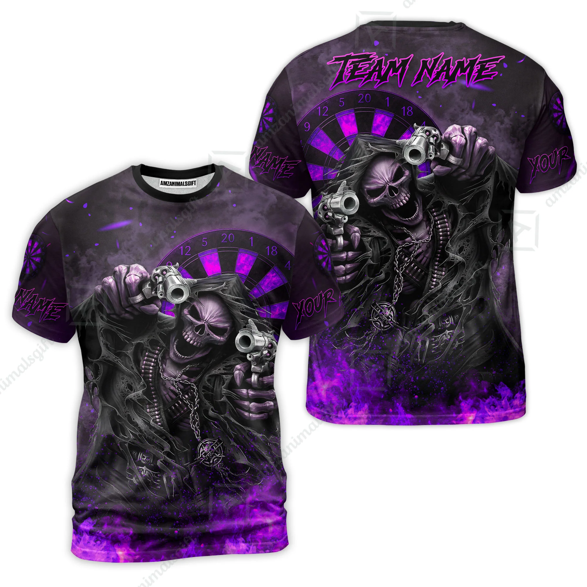 Customized Darts Team Uniform Shirt Darts Skull Reaper Gunslinger Multicolor, Personalized Name And Team Name Darts Shirt - Image 32
