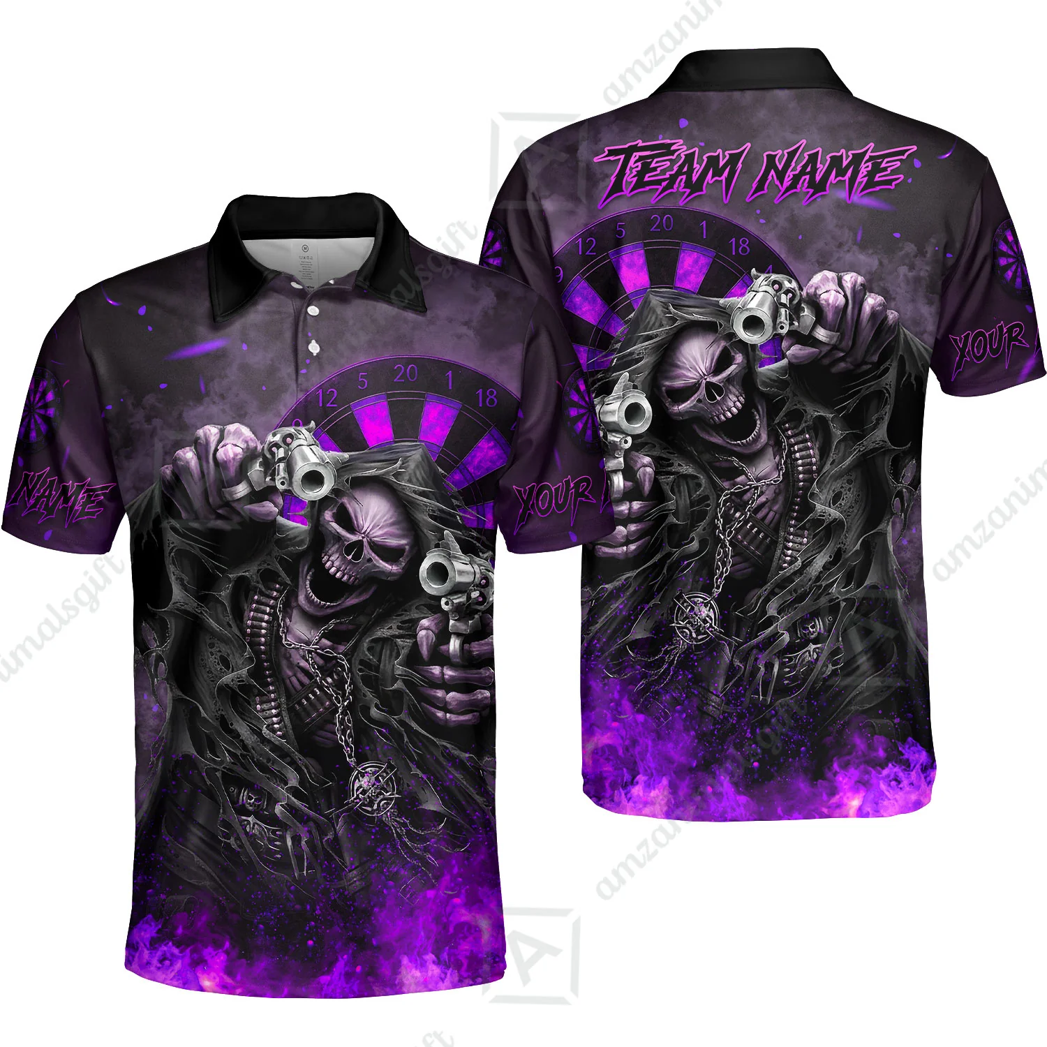 Customized Darts Team Uniform Shirt Darts Skull Reaper Gunslinger Multicolor, Personalized Name And Team Name Darts Shirt - Image 33