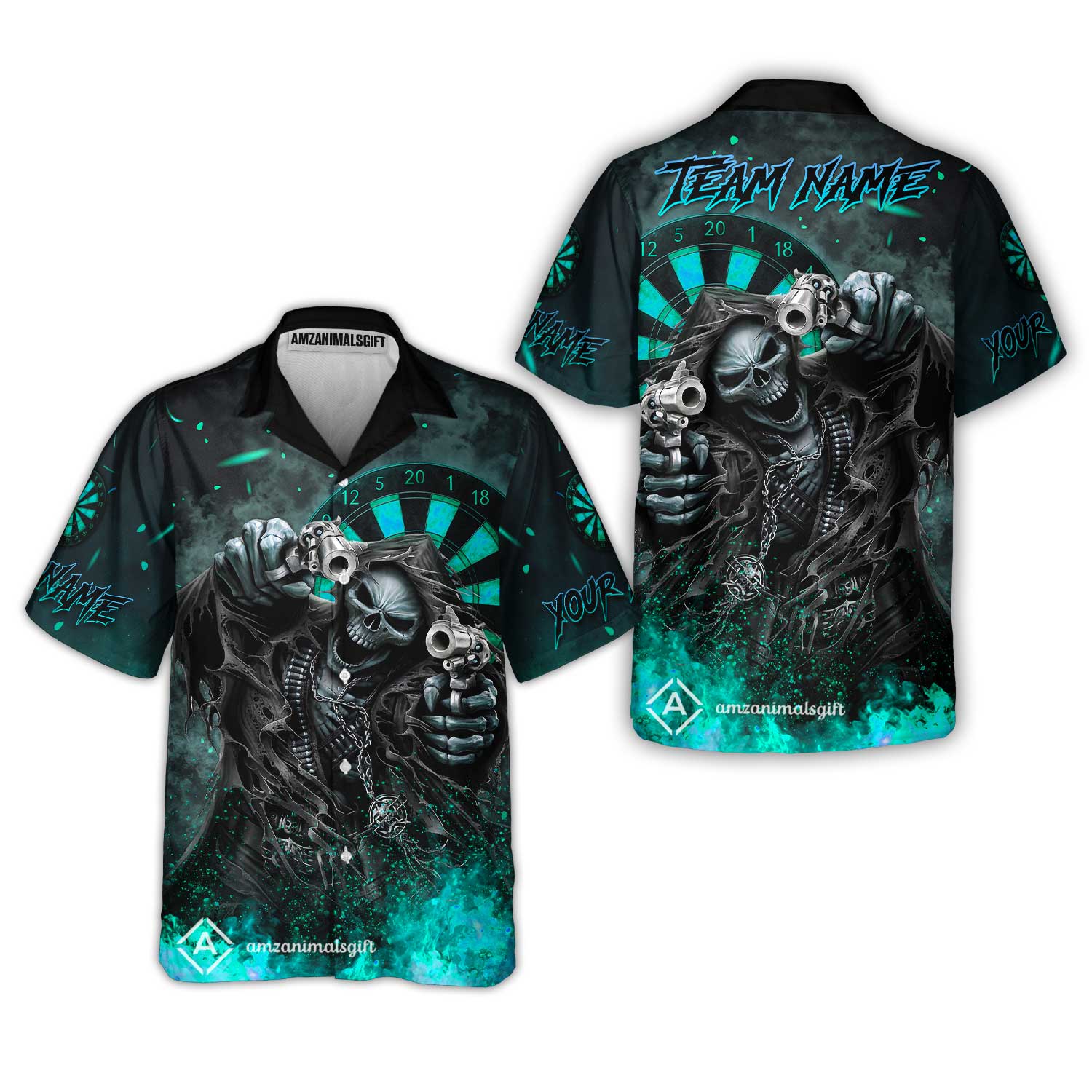 Customized Darts Team Uniform Shirt Darts Skull Reaper Gunslinger Multicolor, Personalized Name And Team Name Darts Shirt - Image 38