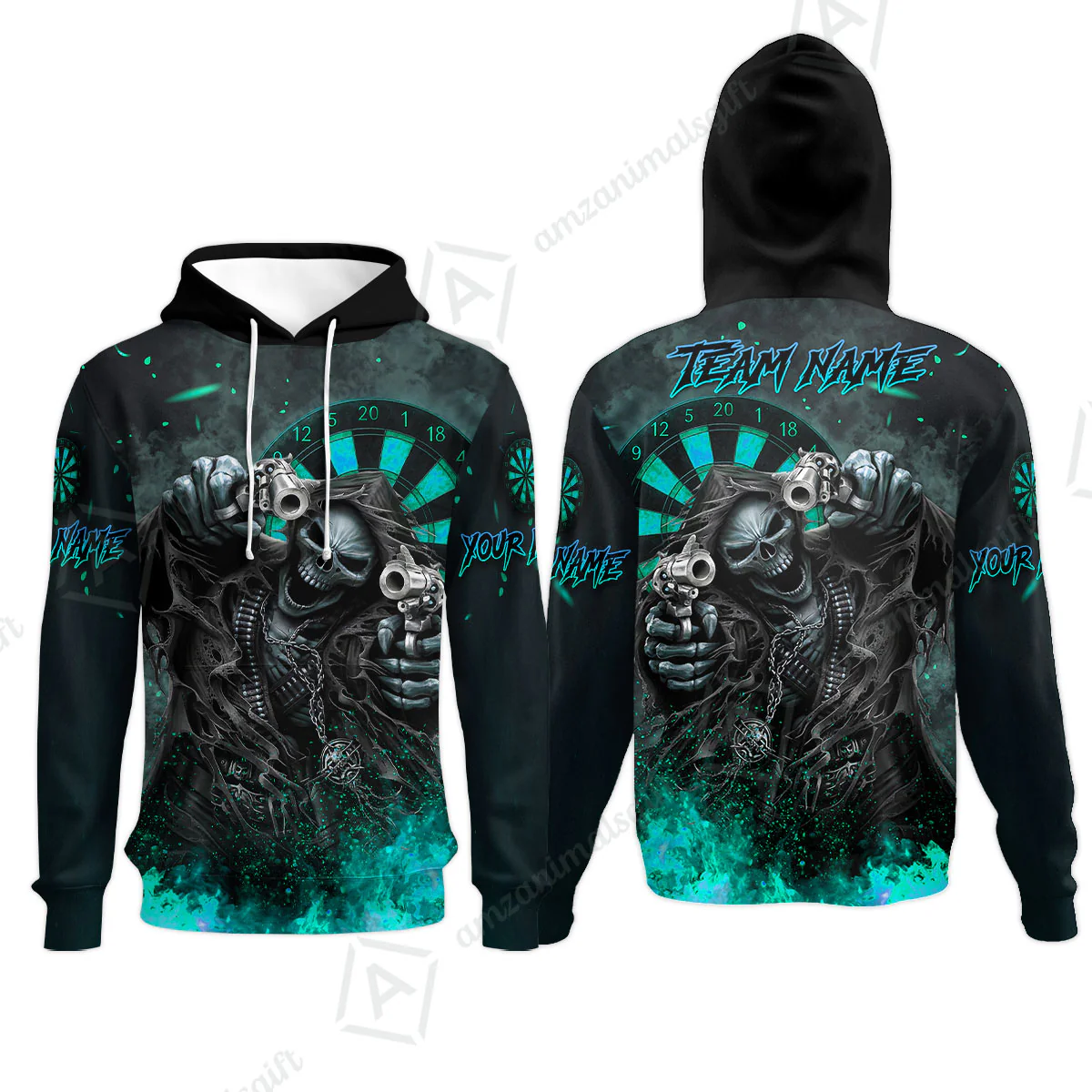 Customized Darts Team Uniform Shirt Darts Skull Reaper Gunslinger Multicolor, Personalized Name And Team Name Darts Shirt - Image 39