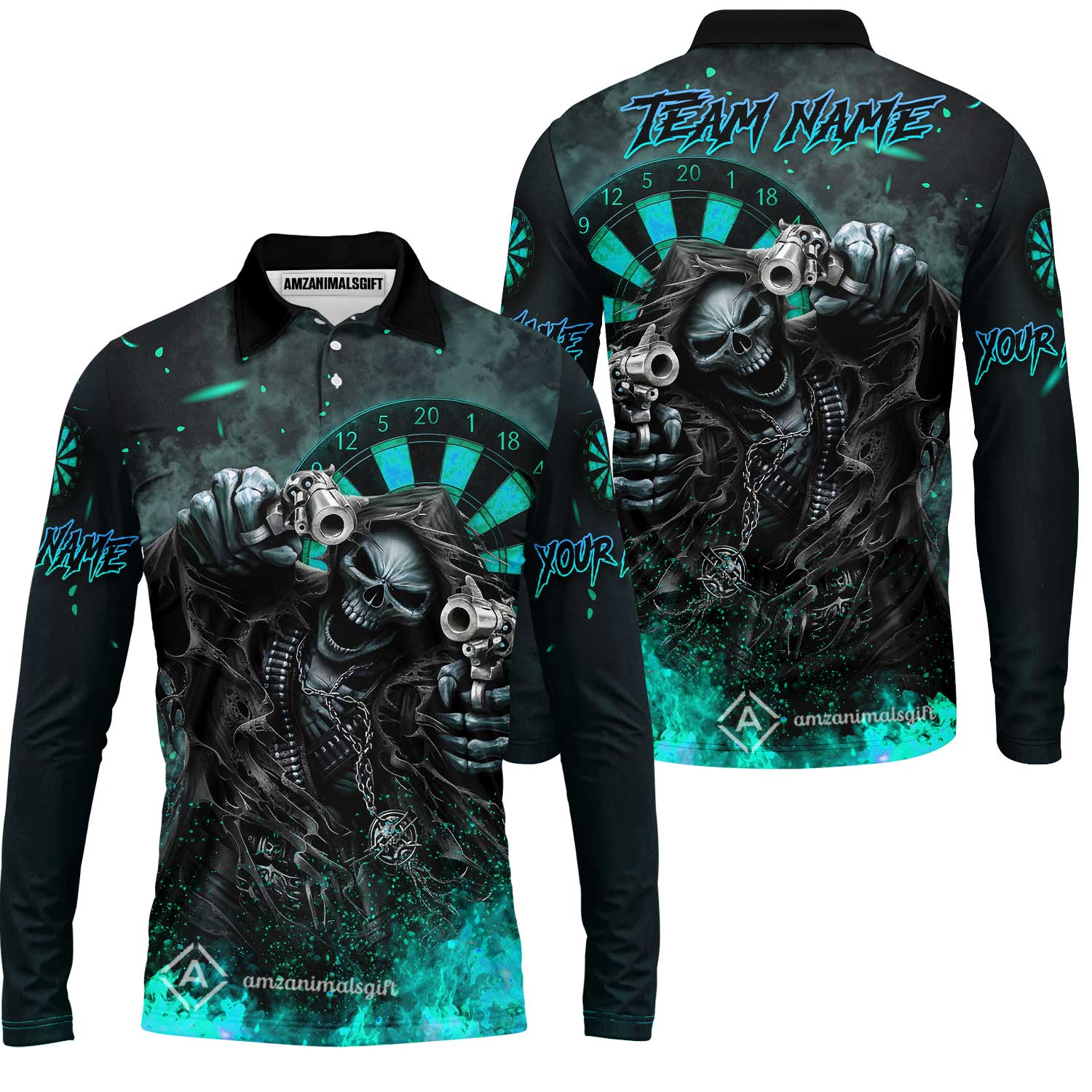 Customized Darts Team Uniform Shirt Darts Skull Reaper Gunslinger Multicolor, Personalized Name And Team Name Darts Shirt - Image 41