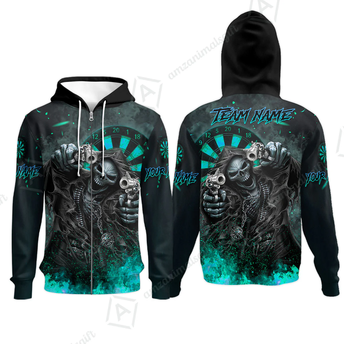 Customized Darts Team Uniform Shirt Darts Skull Reaper Gunslinger Multicolor, Personalized Name And Team Name Darts Shirt - Image 48