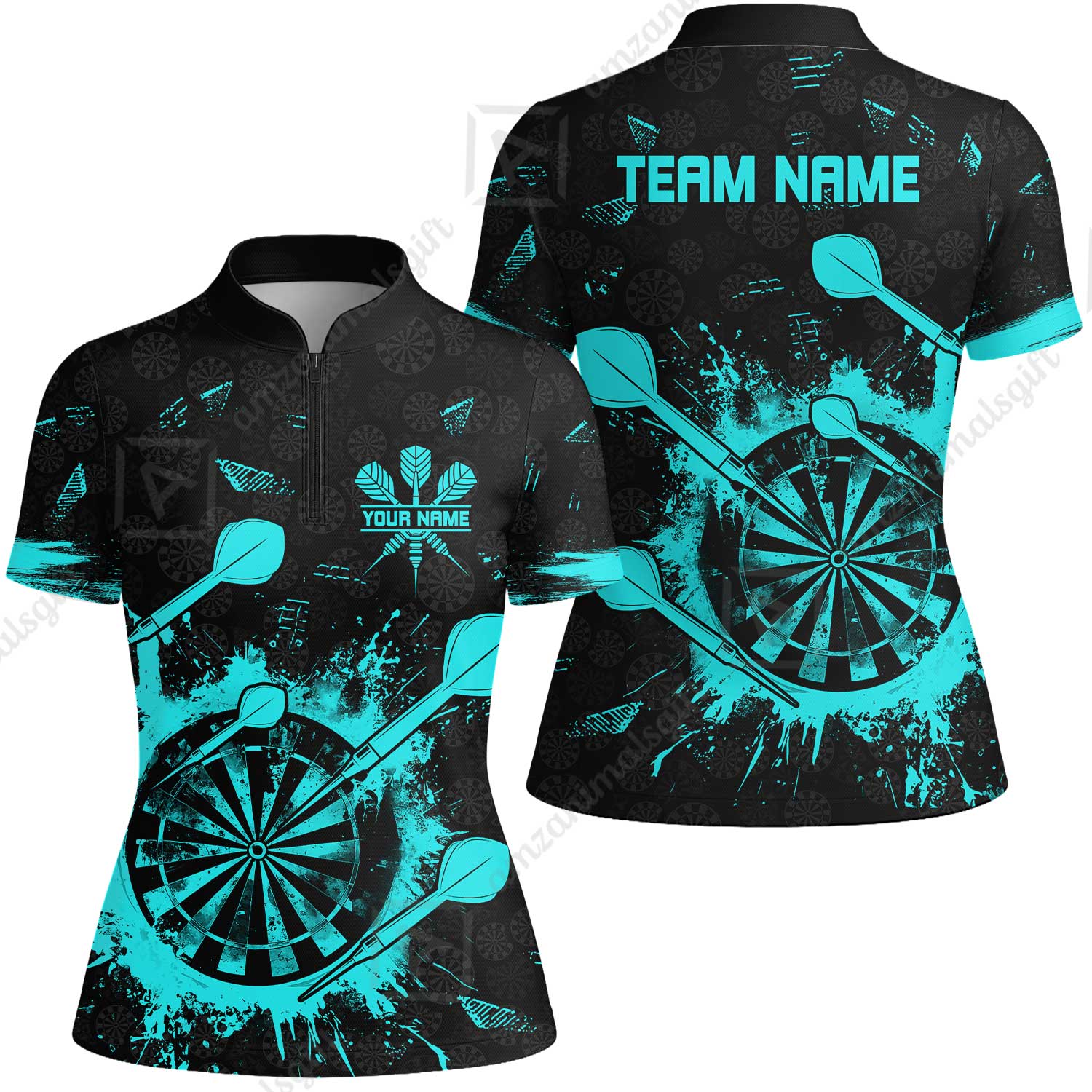 Customized Darts Women Jersey Shirt, Darts Grunge Dartboard Women Jersey Shirt Team Style Jersey for Darts Players - Image 2