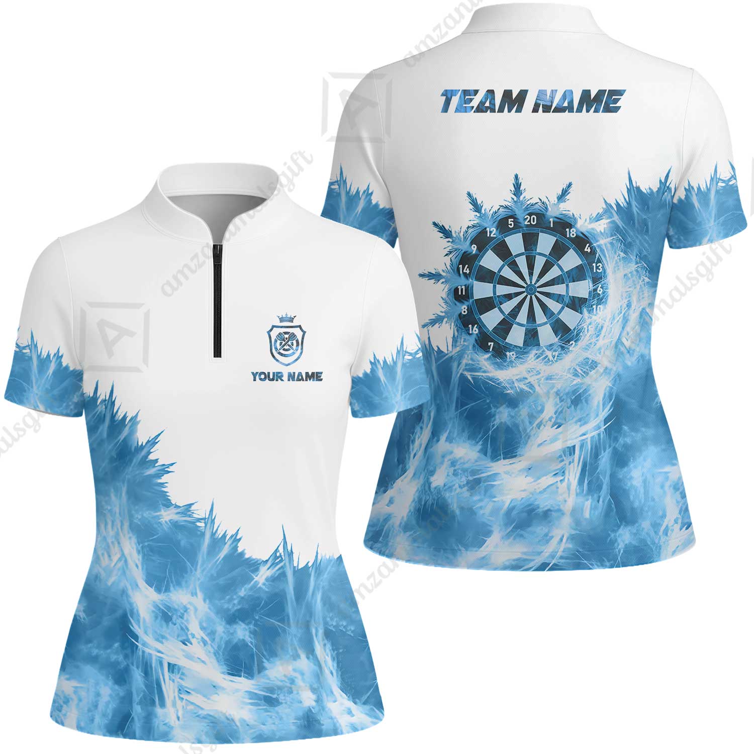 Customized Darts Women Jersey Shirt, Darts Icy Light White And Multi Color Team Women Jersey Shirt Jersey For Darts Player - Image 2