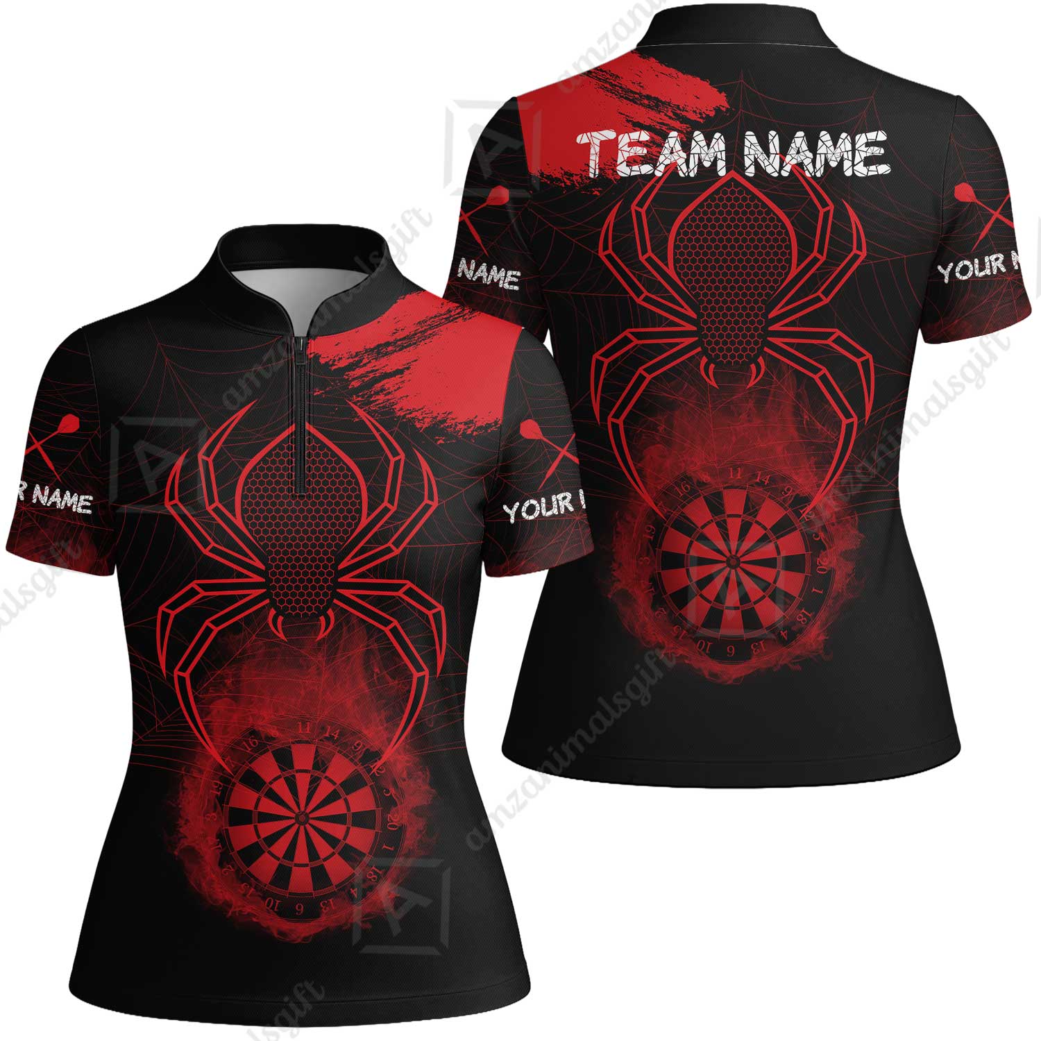 Customized Darts Women Jersey Shirt, Darts Spider Men's Grunge Darts Smoke Dartboard Women Jersey Shirt for Darts Players - Image 2