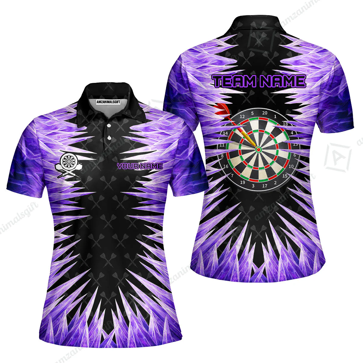Customized Darts Women Polo Shirt, Darts Dartboard Ice And Fire Multicolor Women Polo Shirts Jersey For Darts Players - Image 2