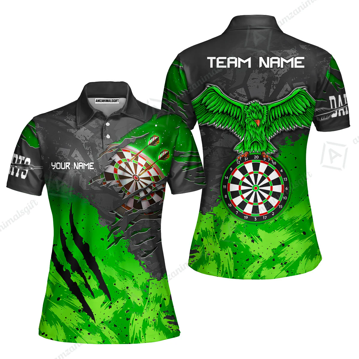 Customized Darts Women Polo Shirt, Darts Eagle Dartboard Multicolor Custom Dart Women Polo Jersey For Darts Player - Image 3