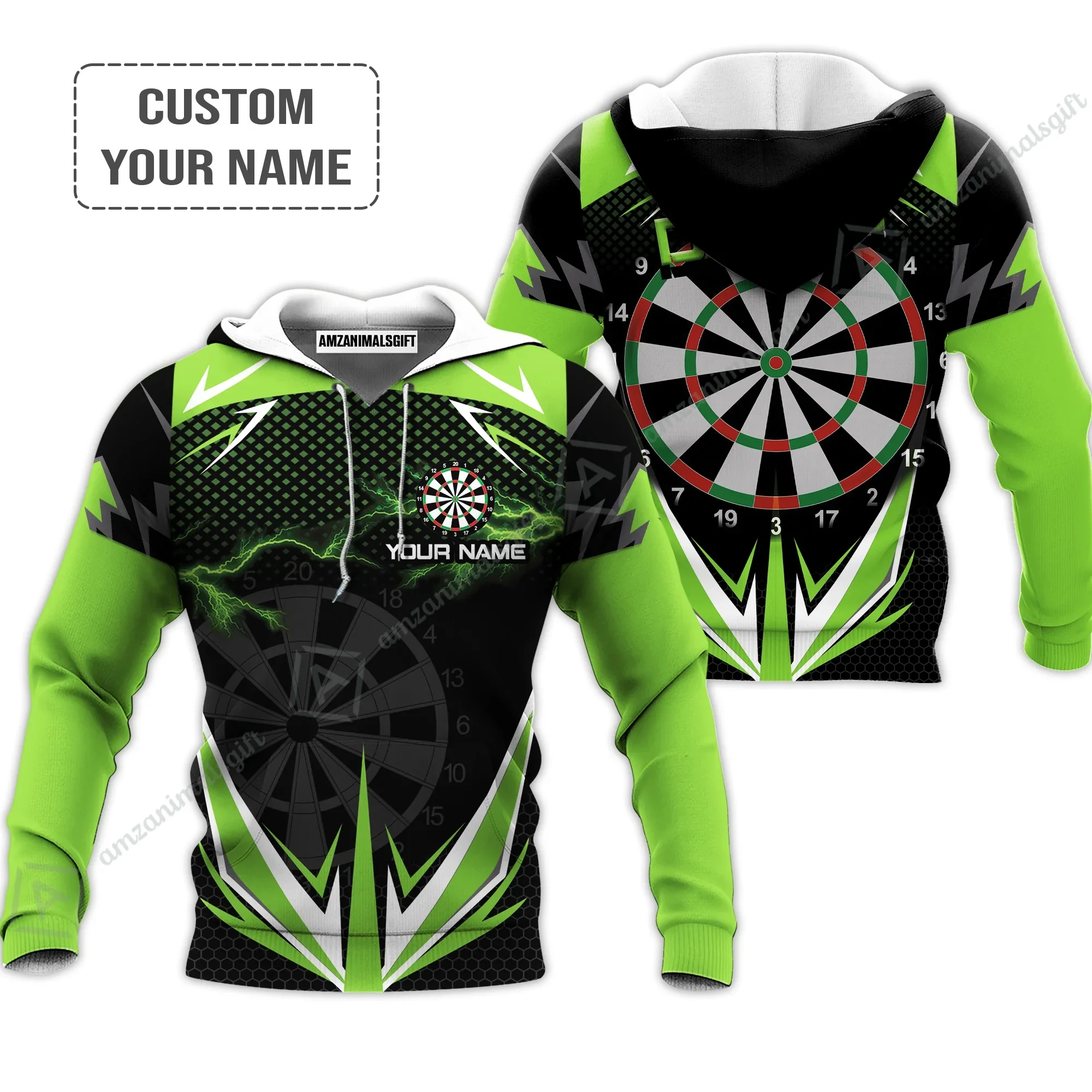 Customized Darts Women Polo Shirt, Green Darts Lightning Personalized Name Polo Shirt, Outfits For Darts Lovers, Darts Players - Image 5