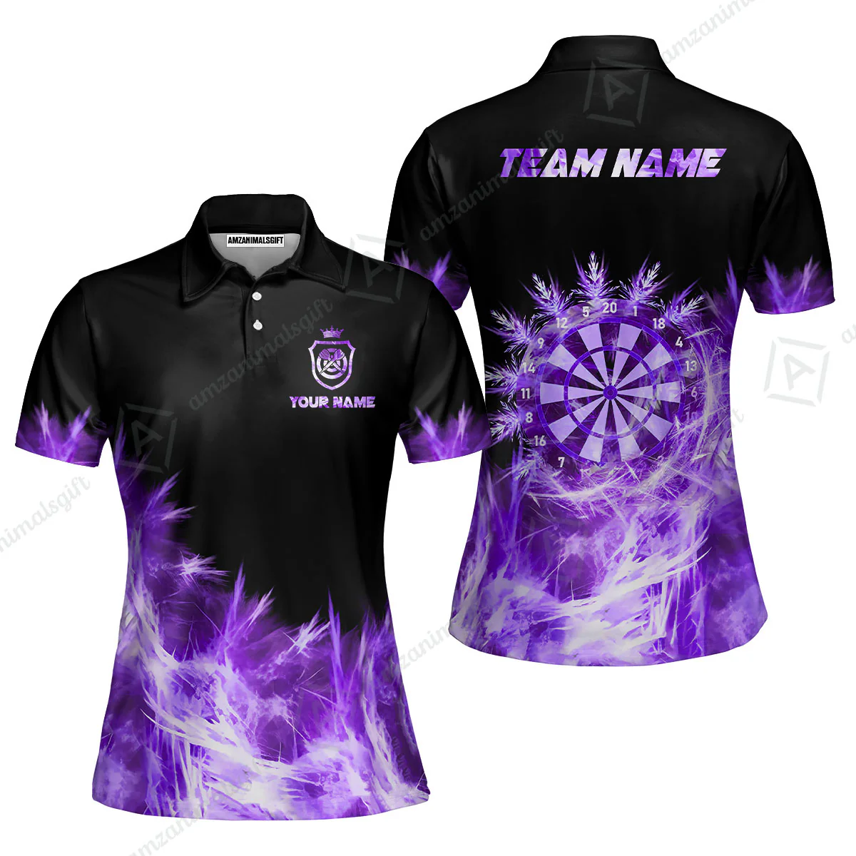 Customized Darts Women Polo Shirts, Darts Icy Light Black And Multi Color Team Women Polo Shirts Jersey For Darts Player - Image 4