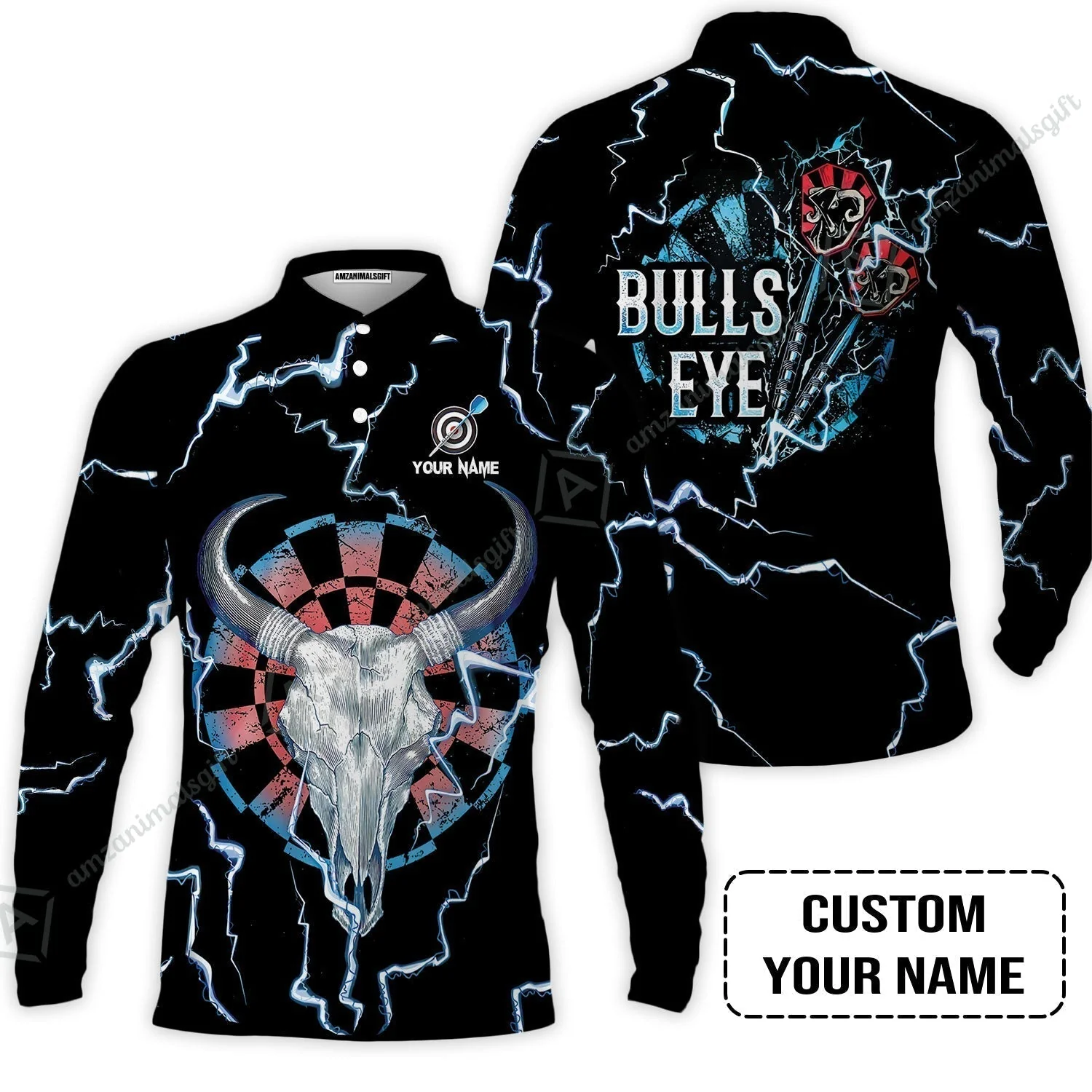 Customized Darts Women Sleeveless Polo Shirt, Darts Bullseye Thunder Skull, Personalized Name Women Sleeveless Polo Shirt - Image 6