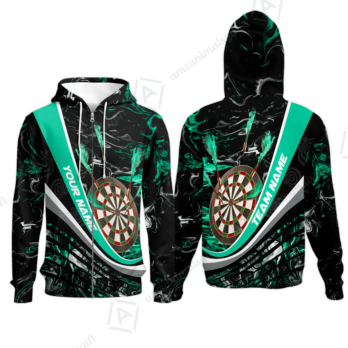 Customized Darts Zip Hoodie, Darts Flaming Magma Multicolor Zip Hoodie Custom Team Jersey For Darts Player - Image 4