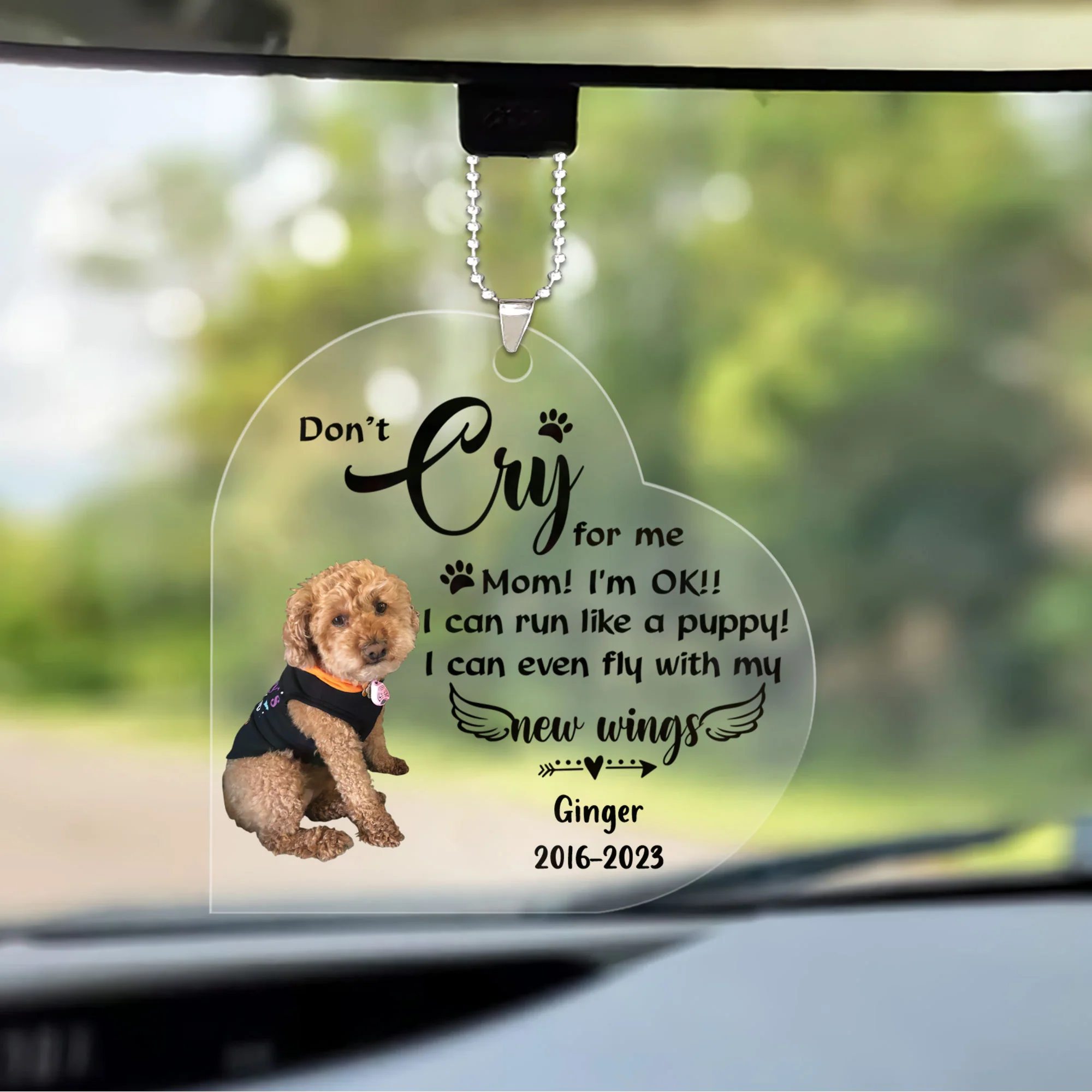 Customized Dog Photo Heart Car Ornament, Custom Pet Photo Car Ornament - Memorial Gift For Dog Lovers, Cat Lovers, Pet Lovers - Image 2