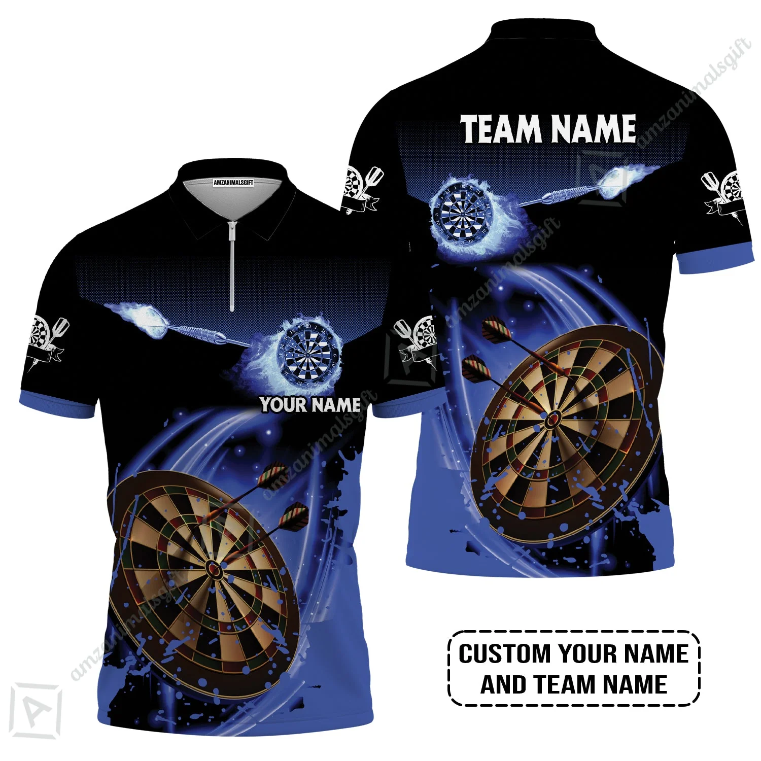 Customized Fire Darts Long Polo Shirt, Personalized Darts For Team Long Polo Shirt - Image 4
